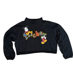 Vintage 90s Mickey Mouse Black Crop Top Sqeater